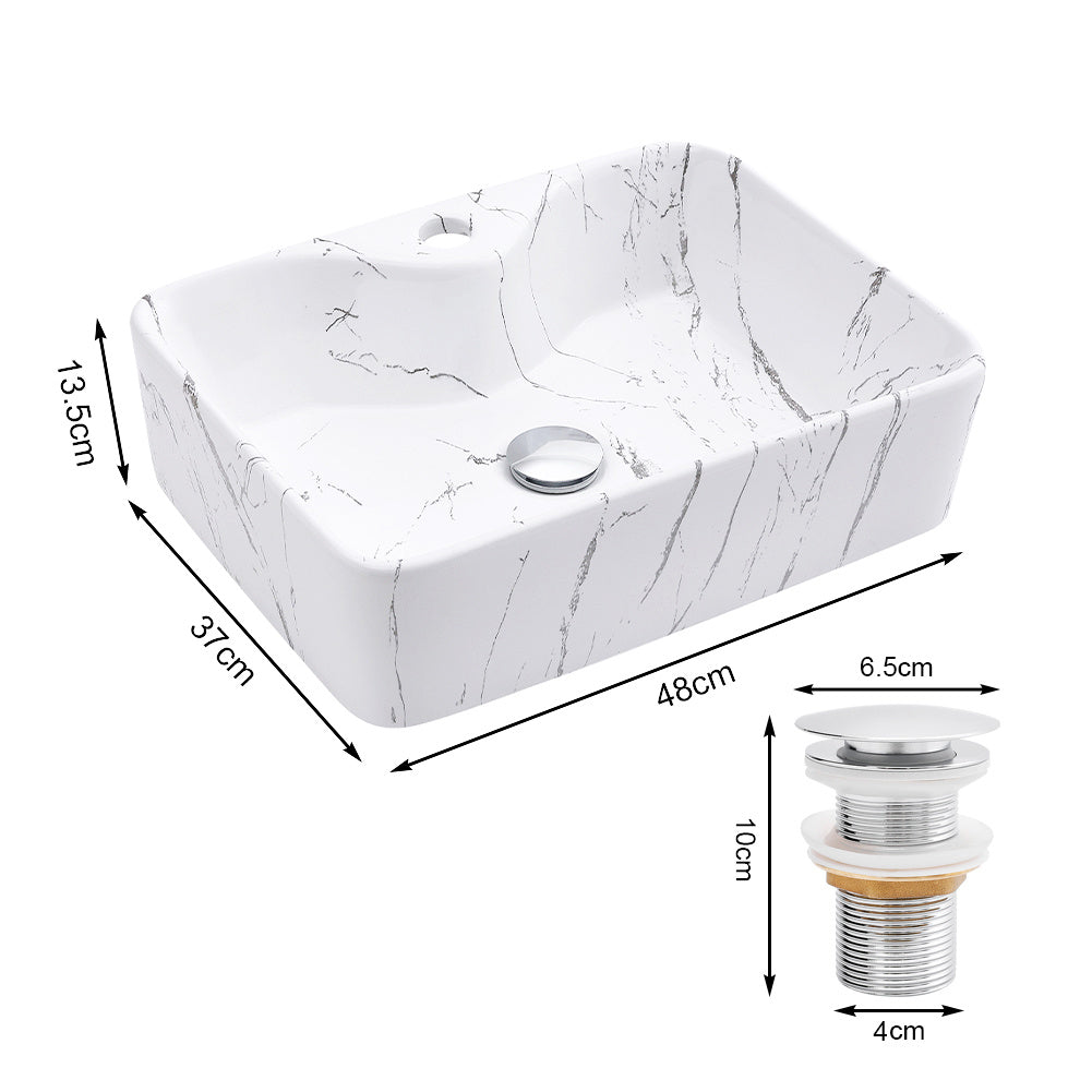 Rectangular Marble Vessle Sink Ceramic