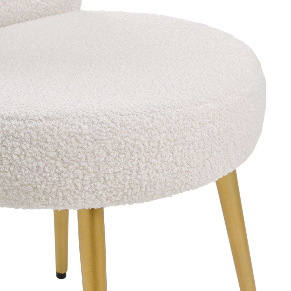 Cream Faux Fur Vanity Stool Chair with Metal Legs