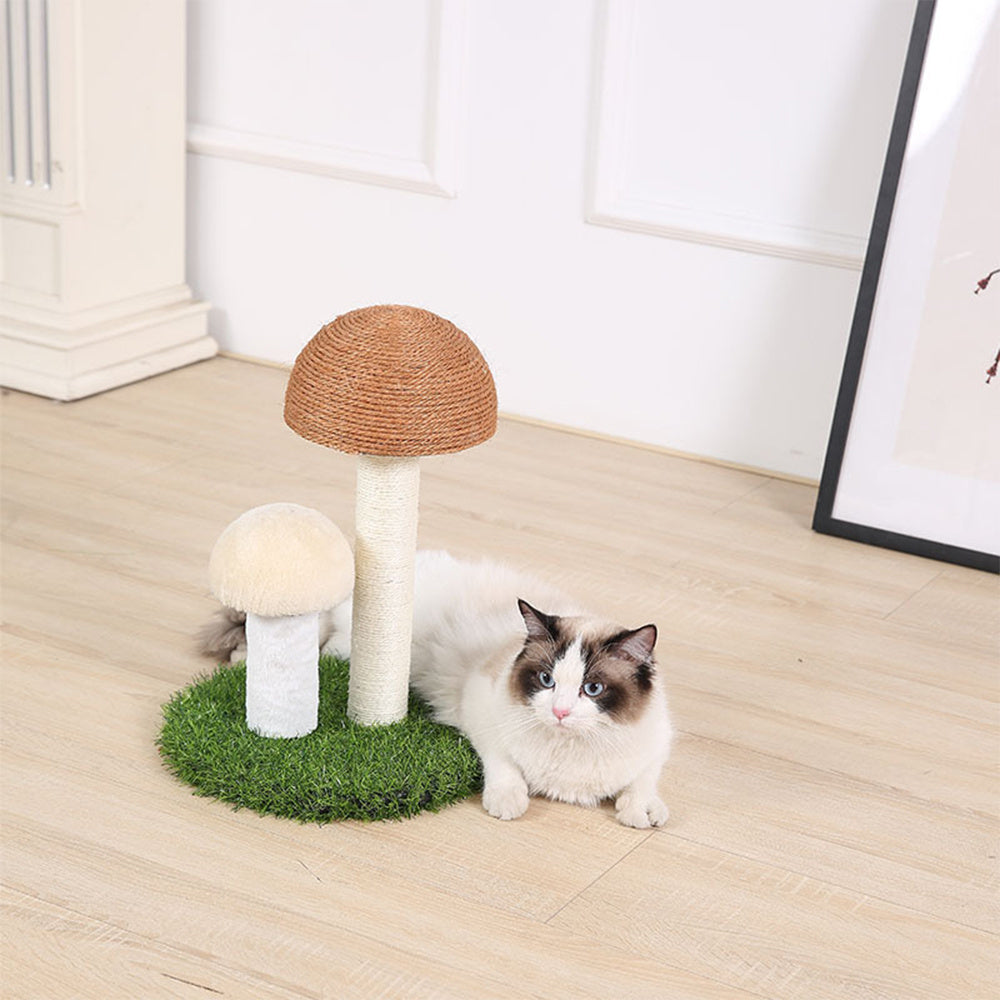 Cat Scratch Toy Mushroom Shape Cat Scratching Post Natural Flax Mushroom Shape for Kittens