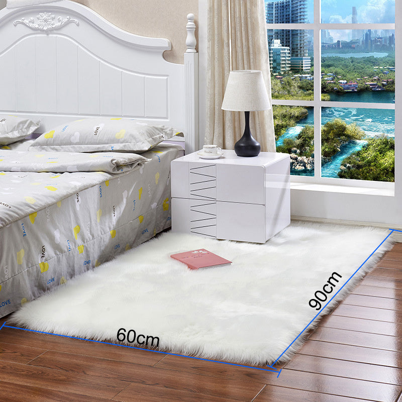 Rectangle Faux Fur Sheepskin Fluffy Floor Rug, White 60x90CM