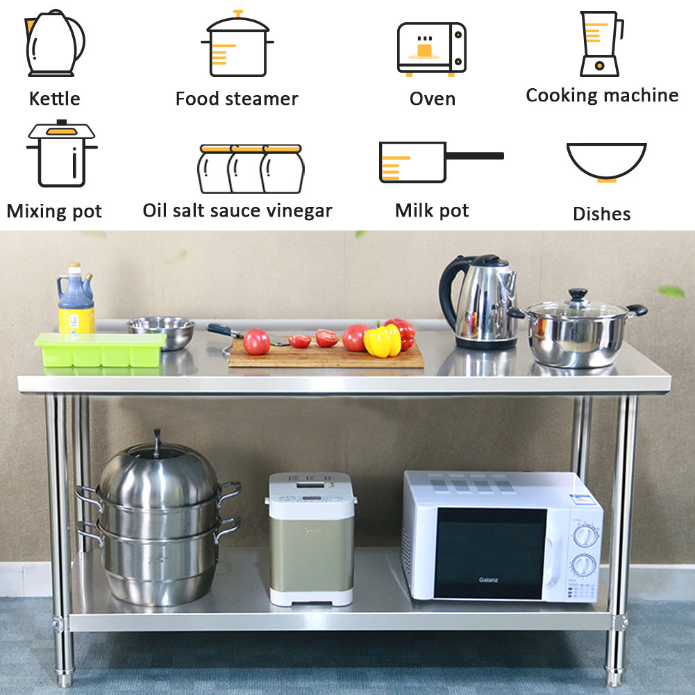 180Cm Stainless Steel Lower Layer Kitchen Workingstation with Backsplash
