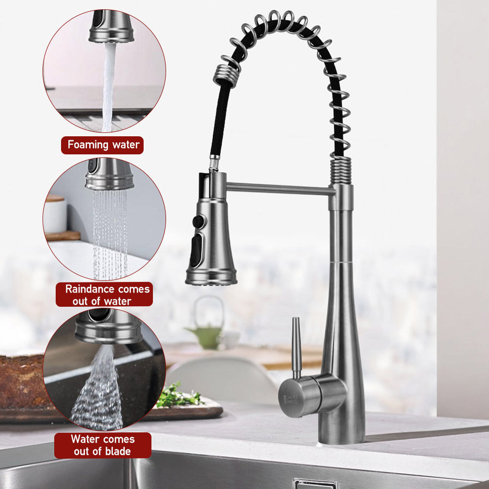 Prerinse Pull Down Swivel Kitchen Faucet,Silver