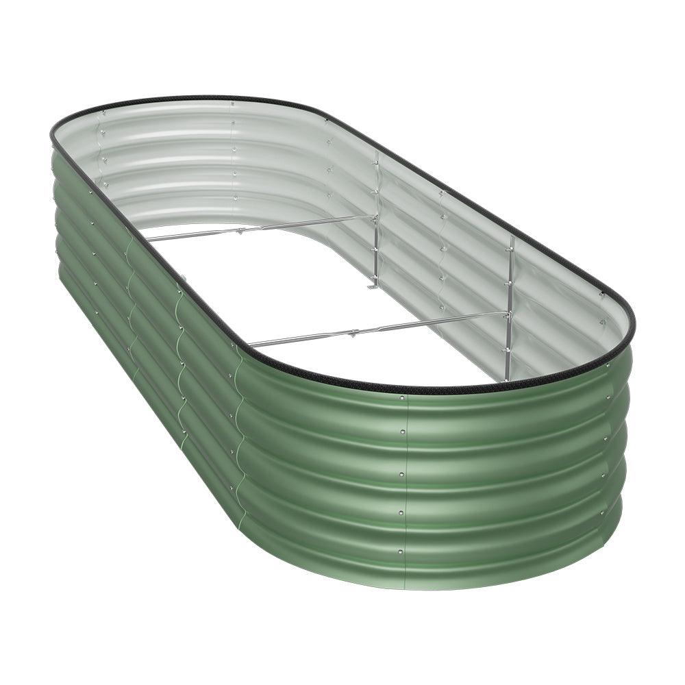 Light Green 240cm Oval Shaped Galvanized Steel Raised Garden Bed