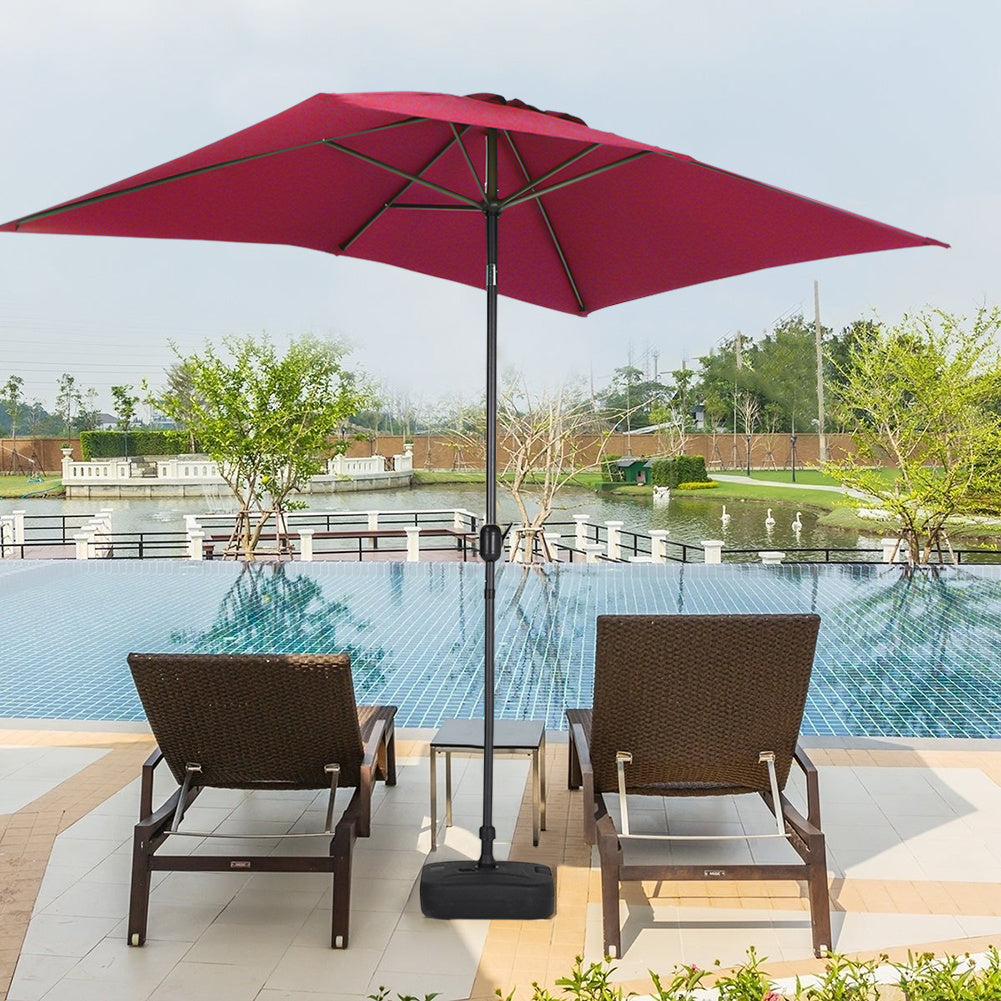 250 cm H Outdoor Waterproof Rectangular Parasol, with Plastic Base