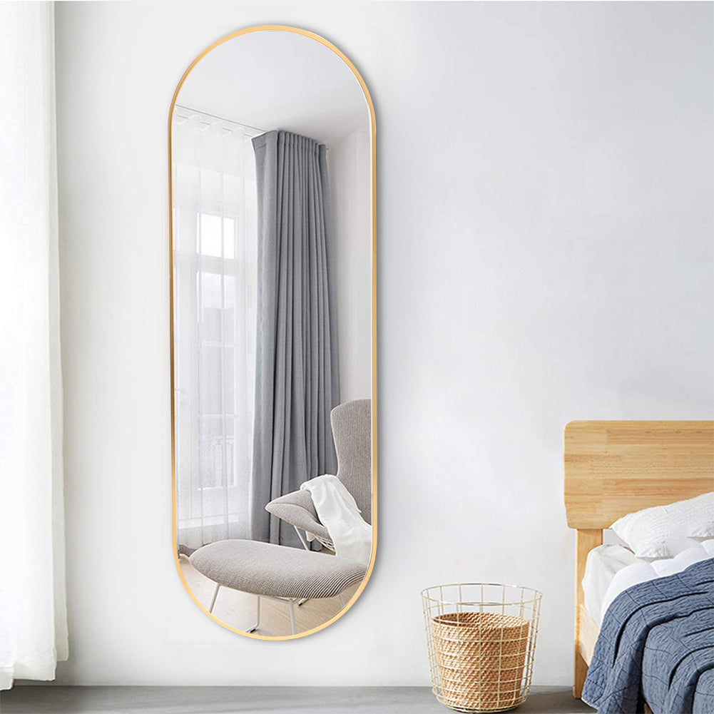 Gold 150cm Oval Full Length Wall Mounted Mirror