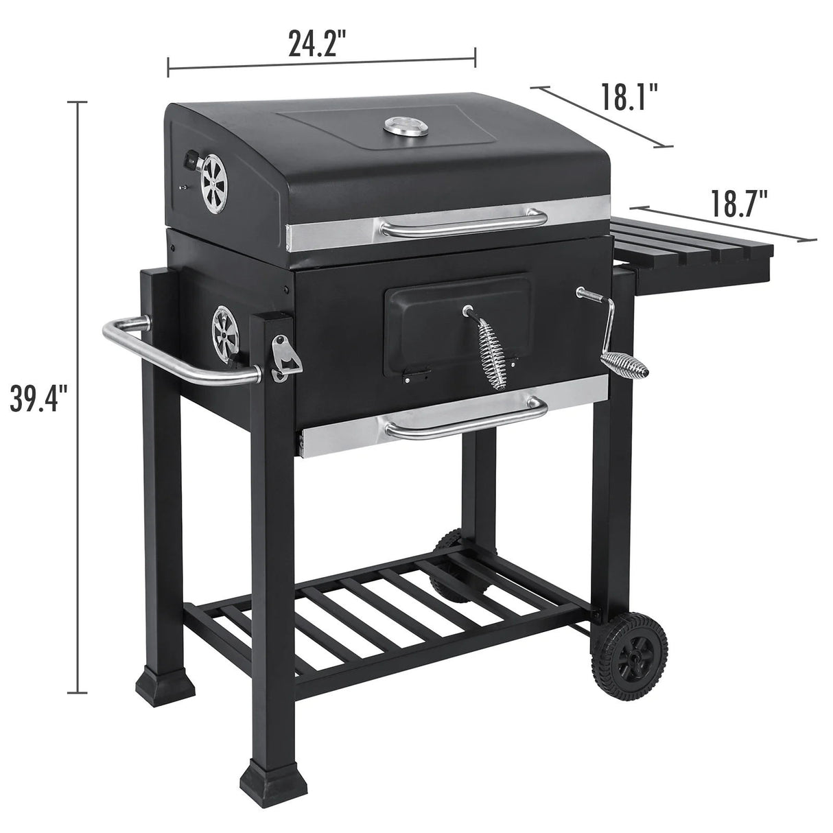 Outdoor BBQ charcoal grill cart, barbecue with Spice Rack