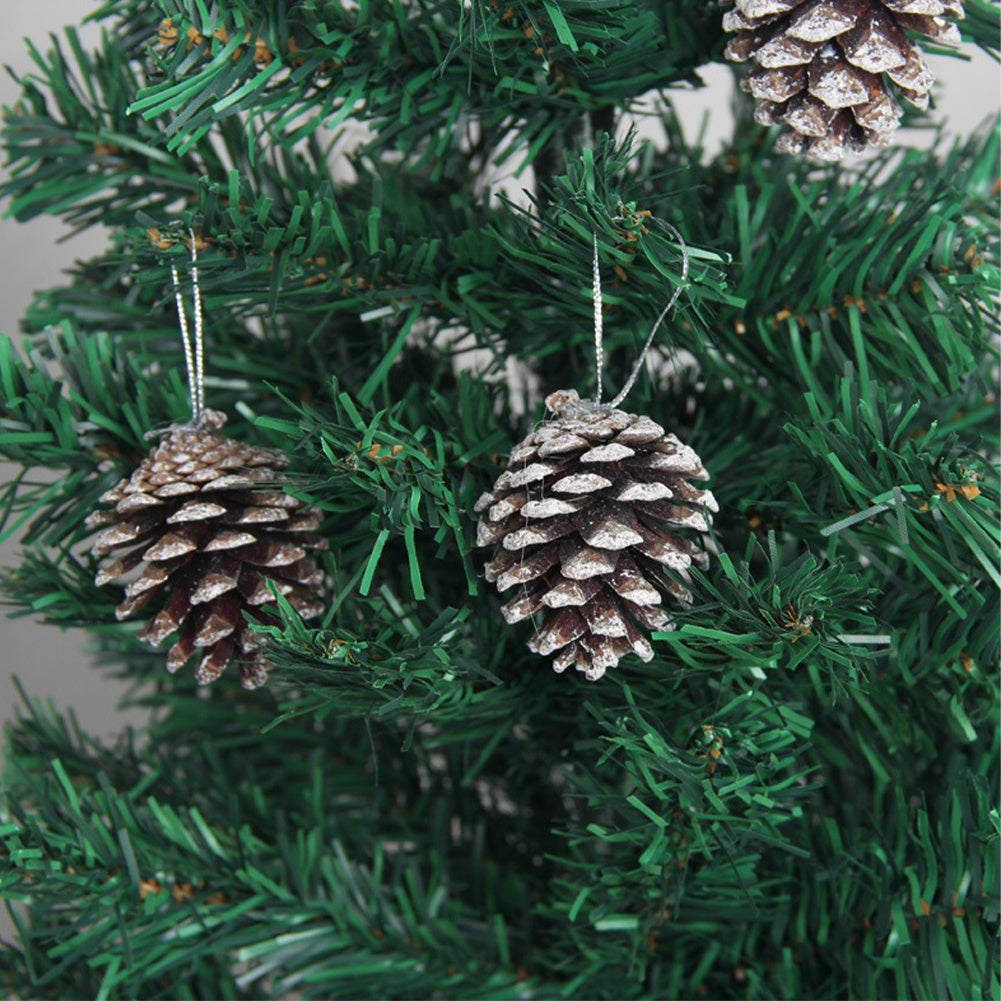 30 Pieces Christmas Tree Hanging Ornament Set Real Pine Cone Dyed with White Paint
