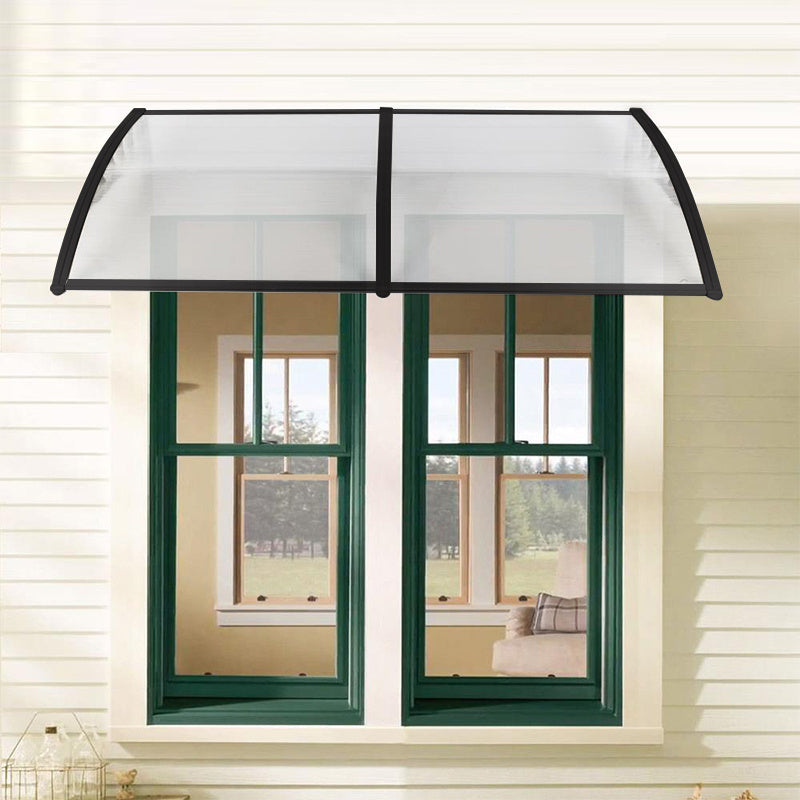 Door Canopy Awning Window Rain Snow Shelter Curved Sheet, Black 190CM