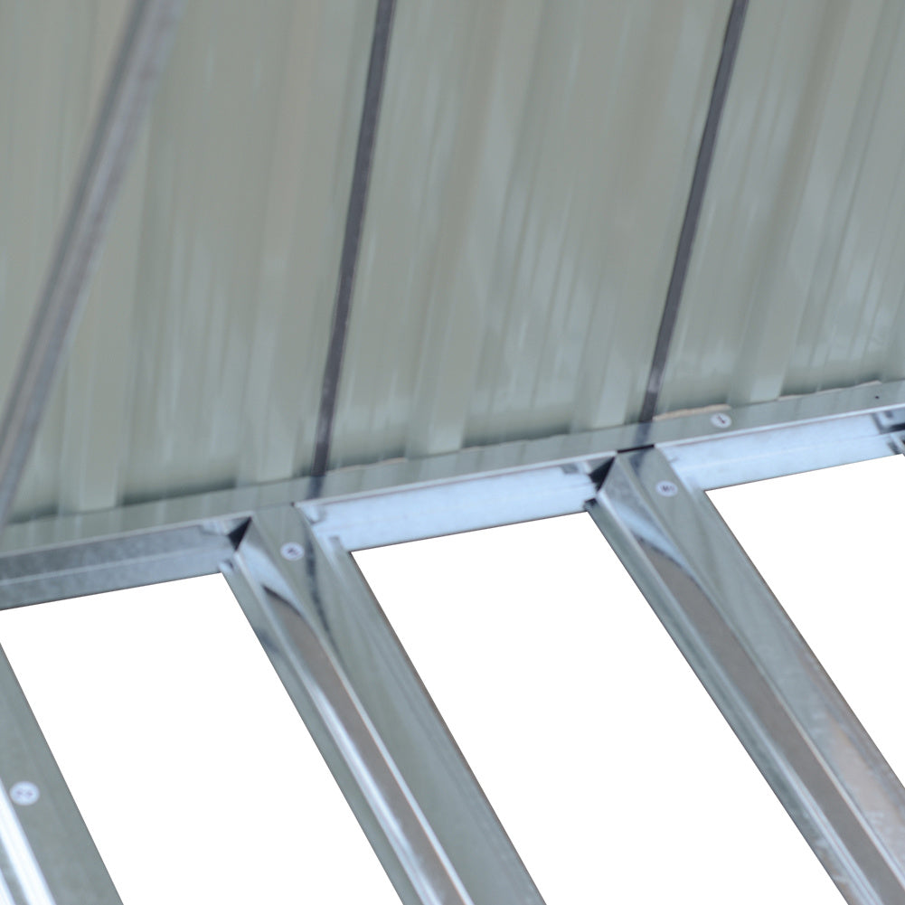 Garden Outdoor Grey Metal Firewood Log Storage Shed