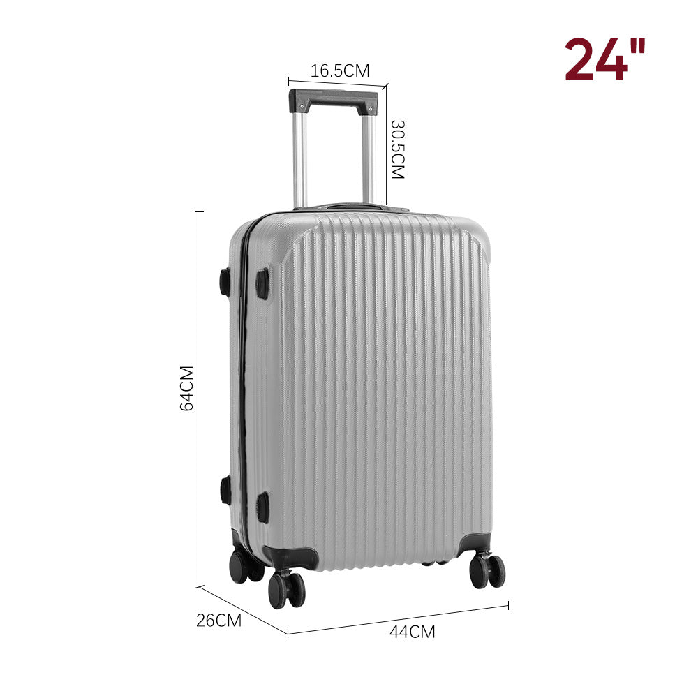 Grey 24 inch Hardshell Spinner Wheel Luggage Travel Suitcase