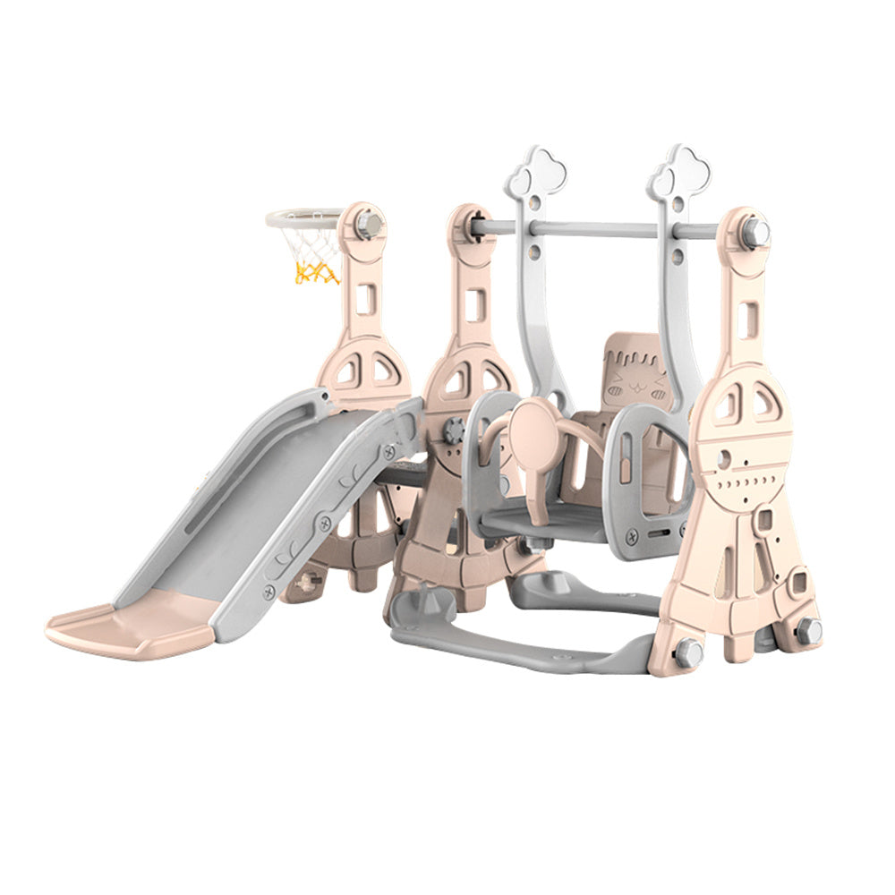 Pink 3 in 1 Toddler Slide and Swing Set Kids Climbing Playset