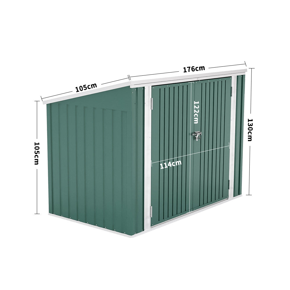 Steel Trash Can Recycle Bin Enclosure Storage Shed, Green