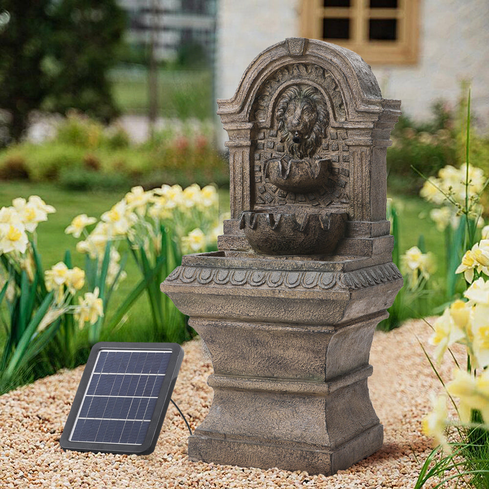 Outdoor Solar Powered Lion Water Fountain Decor