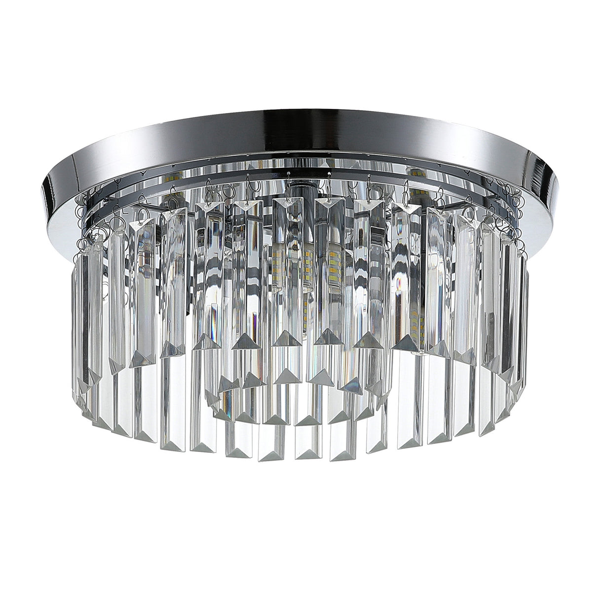 Round 40x15cm Chrome Modern Crystal LED Ceiling Light