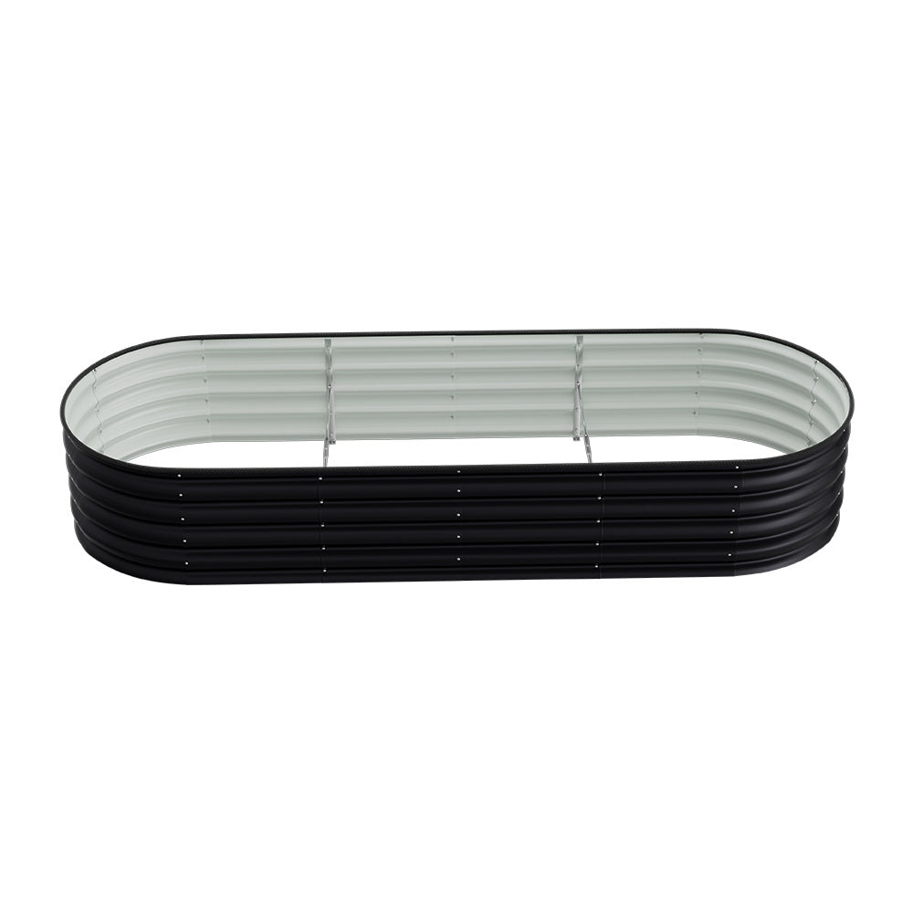 Anthracite 240cm Oval Shaped Galvanized Steel Raised Garden Bed