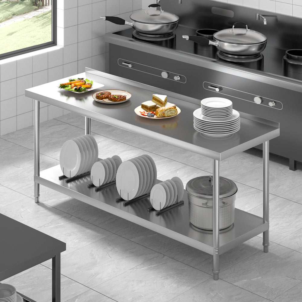 180Cm Stainless Steel Lower Layer Kitchen Workingstation with Backsplash