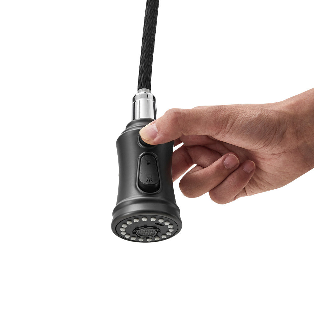 Rotable Pulldown Kitchen Mixer Tap with Spring Spout Grey