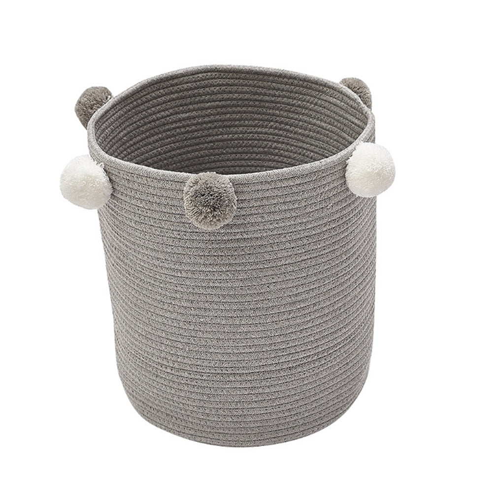 Laundry Basket Washing Clothes Storage Bag with Edge Hairball Decoration, Grey
