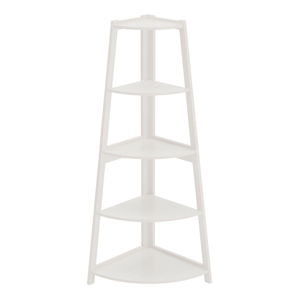 5-Tier Ladder Shaped Corner Shelf E1 MDF White Storage Unit