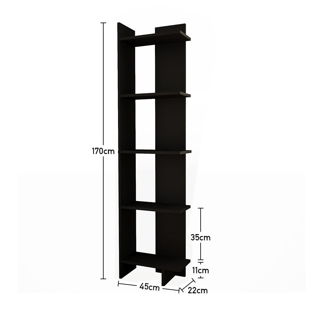 5-Tier Corner Bookshelf Space-Saving MDF Bookcase Storage Shelf