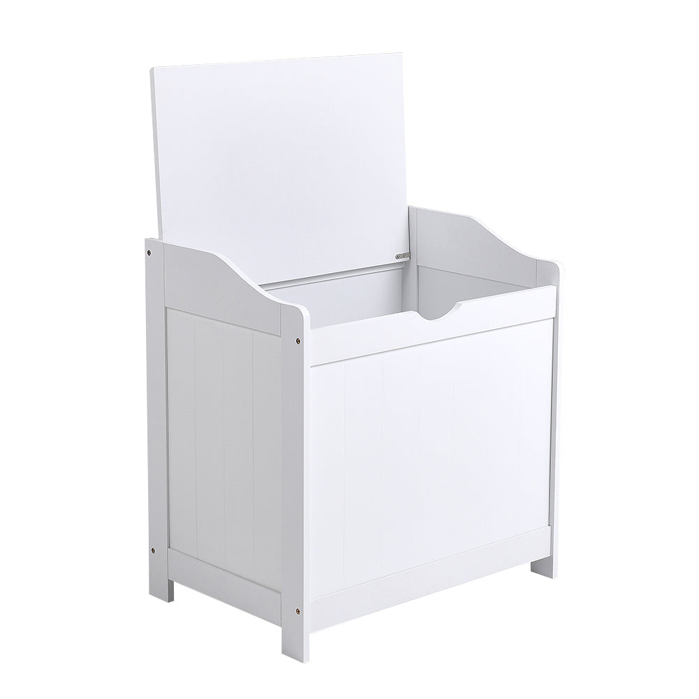 White Wooden Lift Top Kids Durable Toy Storage Chest