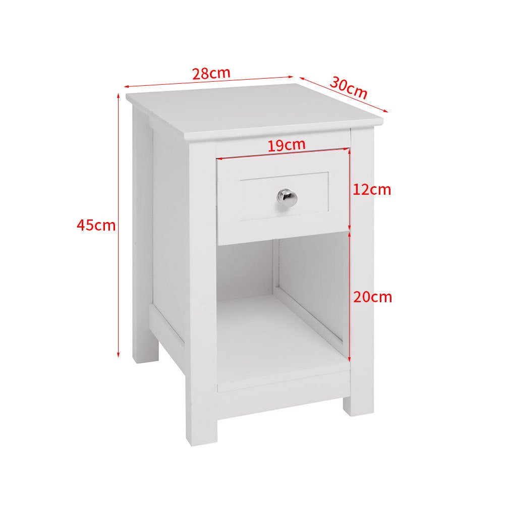 Wooden Bedside Table with Drawer Shelf Storage