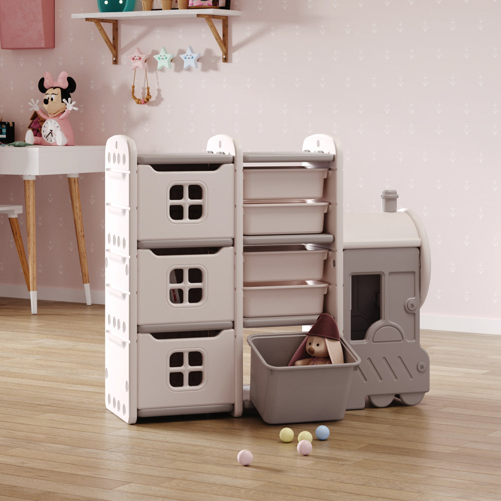 Kids Train Durable Storage Cabinet Multi Tier Drawers and Cabinets