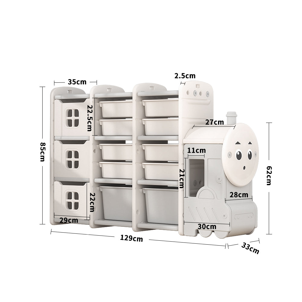 Kids Train Durable Storage Cabinet Multi Tier Drawers and Cabinets