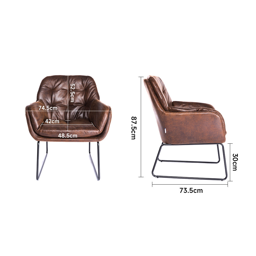 Modern Upholstered Armchair with Metal Base Comfortable Lounge Chair