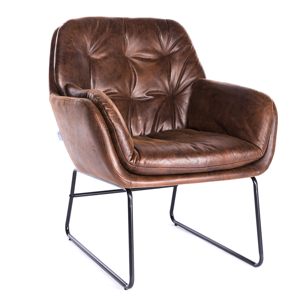 Modern Upholstered Armchair with Metal Base Comfortable Lounge Chair