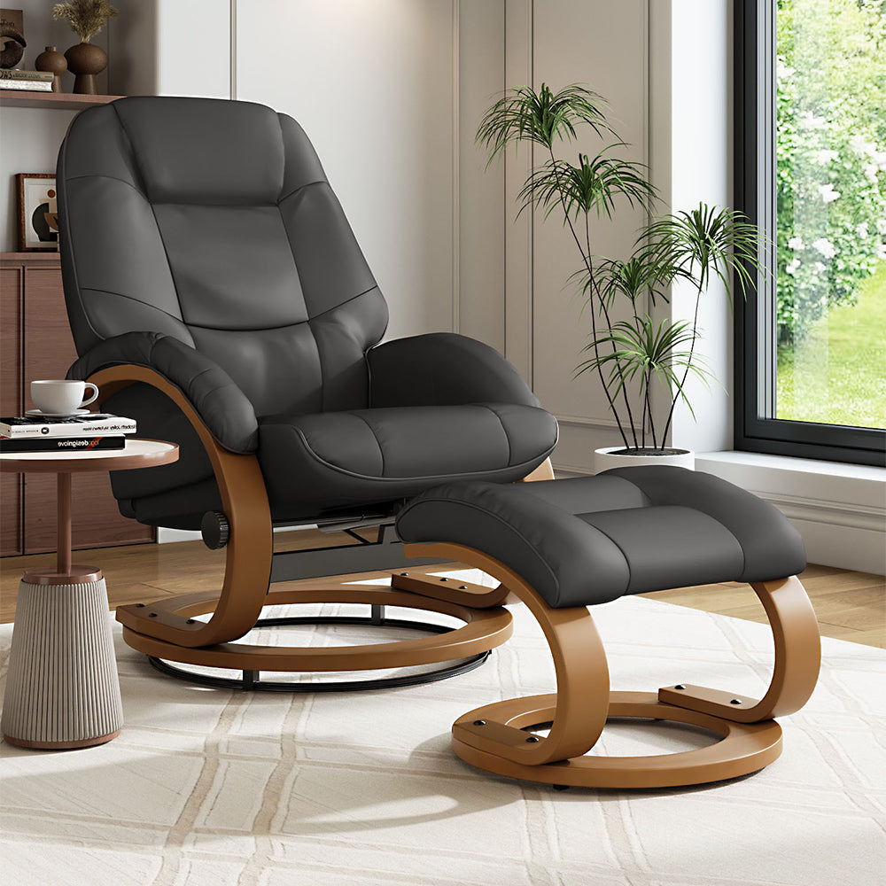 Ergonomic Reclining Office Chair PU Leather Swivel with Footrest