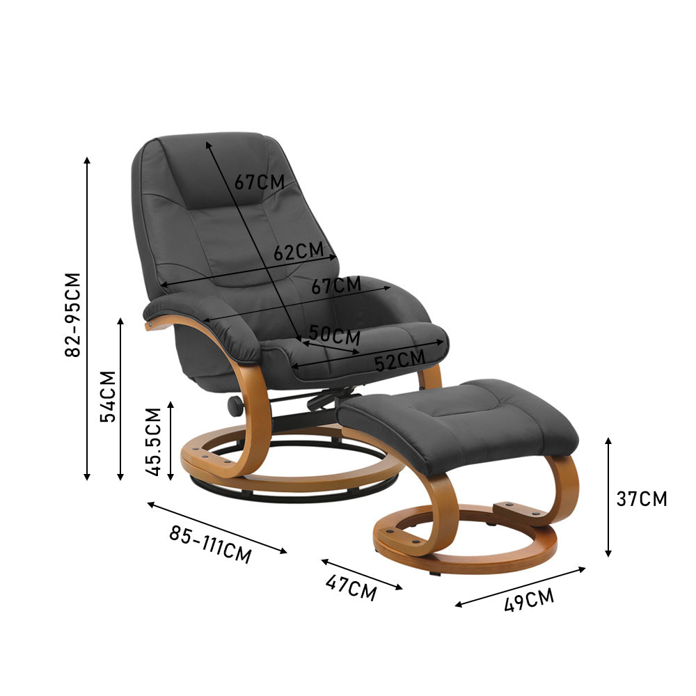Ergonomic Reclining Office Chair PU Leather Swivel with Footrest
