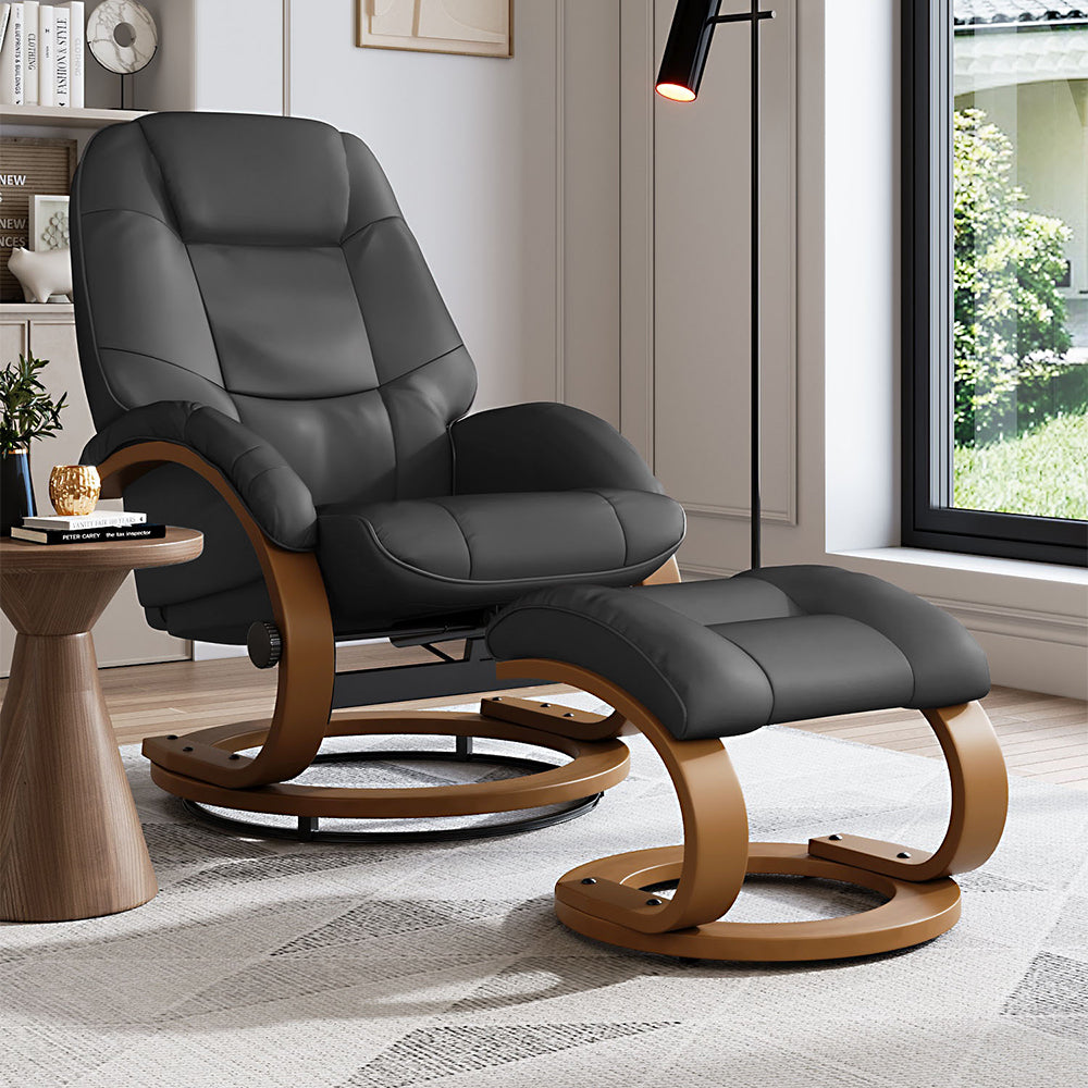 Ergonomic Reclining Office Chair PU Leather Swivel with Footrest