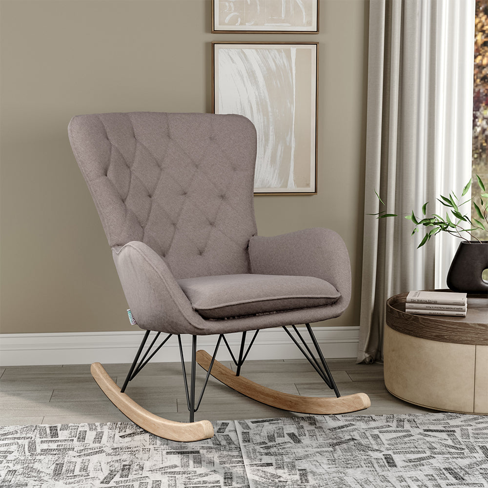 Terry Cloth Upholstery Rocking Chair with and Removable Sponge Cushion