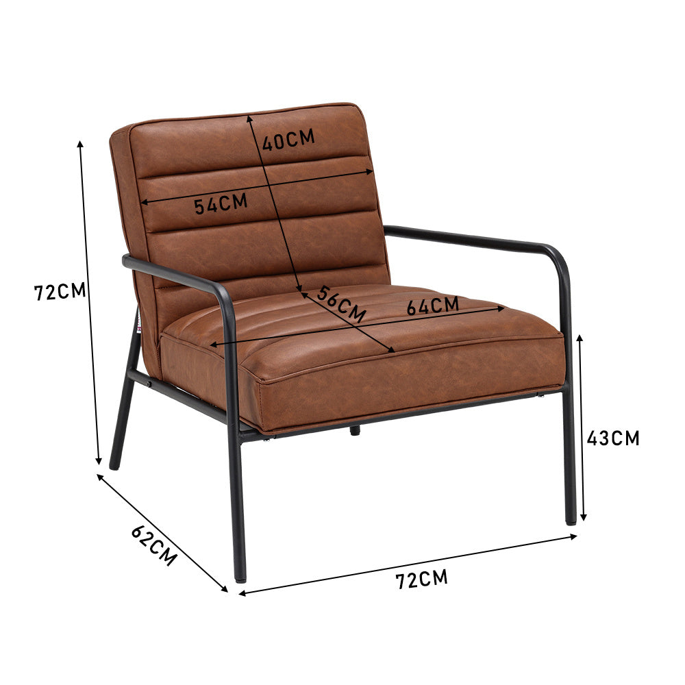 Chic Armchair with Metal Frame PU Upholstery