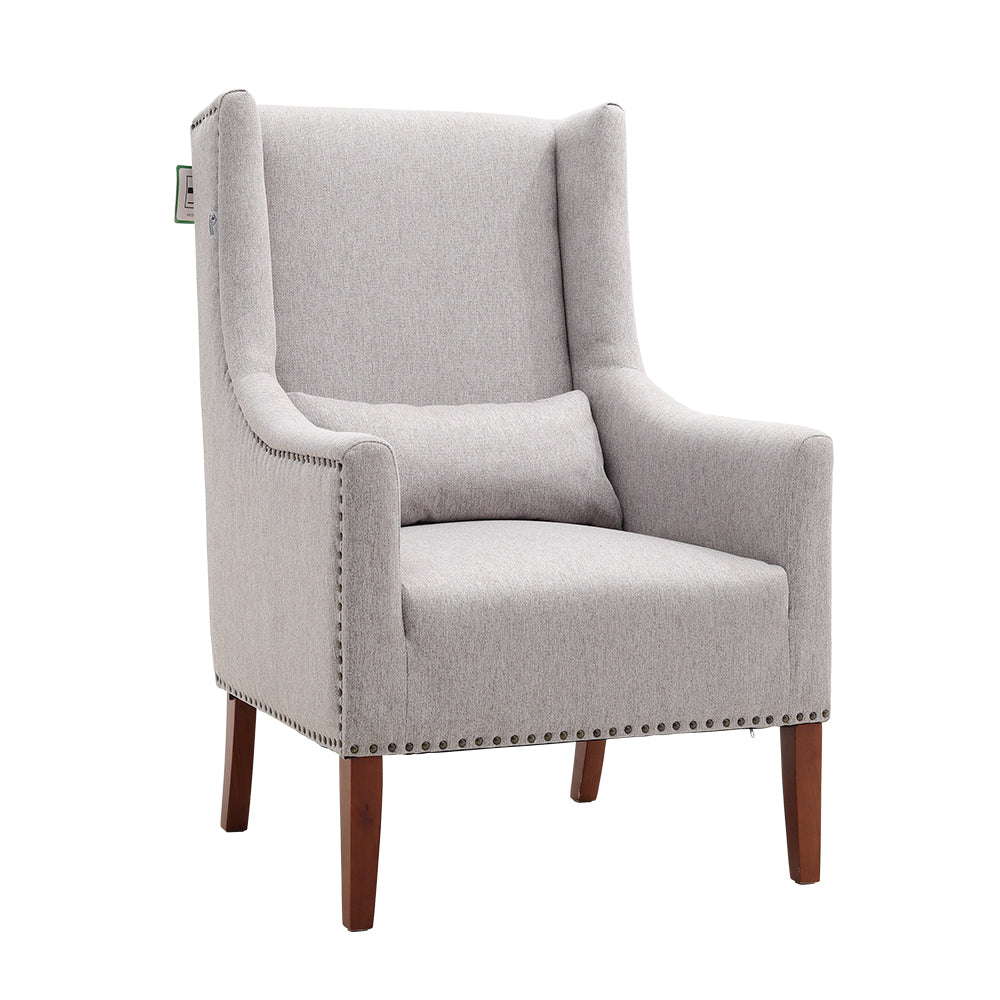 Elegant Studded Armchair with High Back and Cushioned Seat