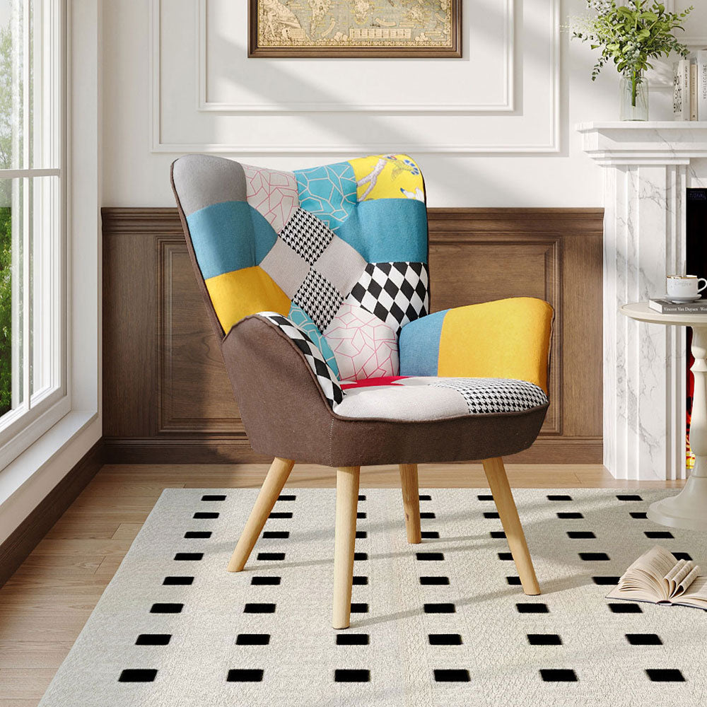 Tufted Linen Armchair Modern Accent Chair