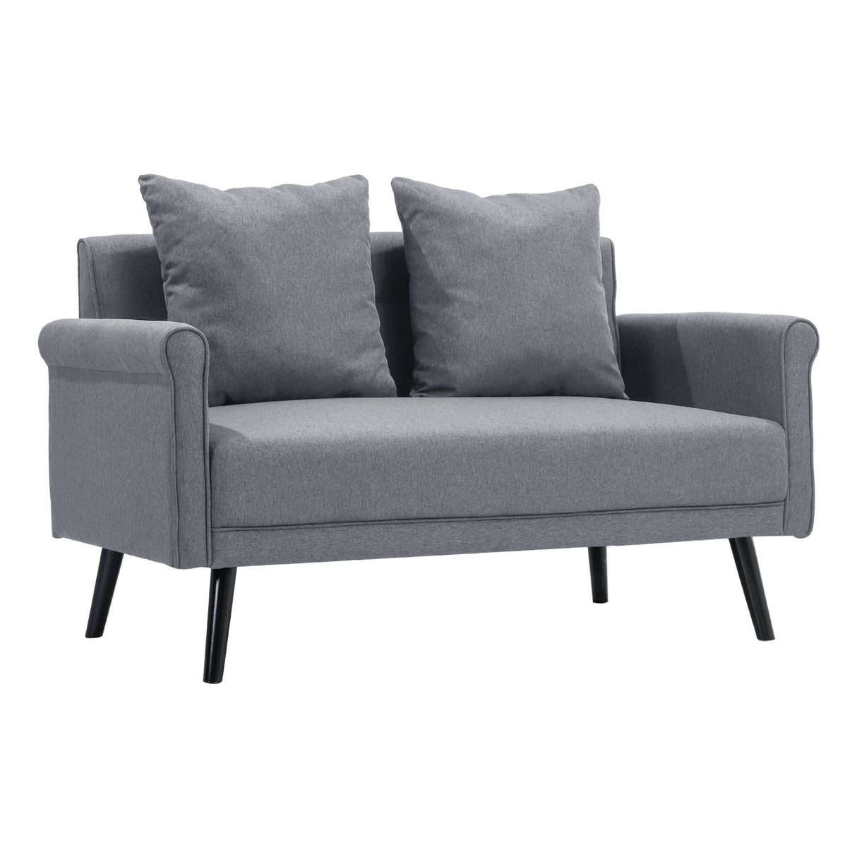 Dark Grey 2 Seater Sofa Upholstered Loveseat with Rolled Arms