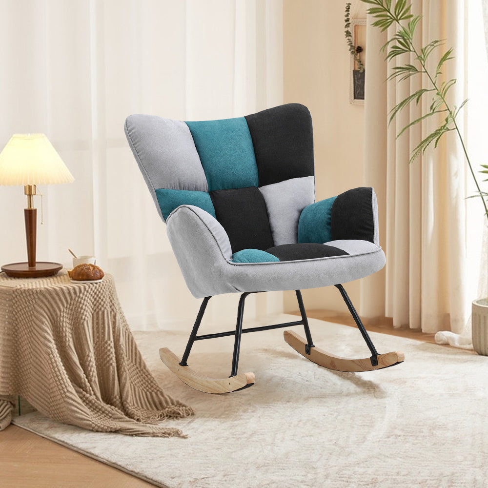 Tufted Sherpa Upholstered Rocking Chair Modern Cozy Rocker