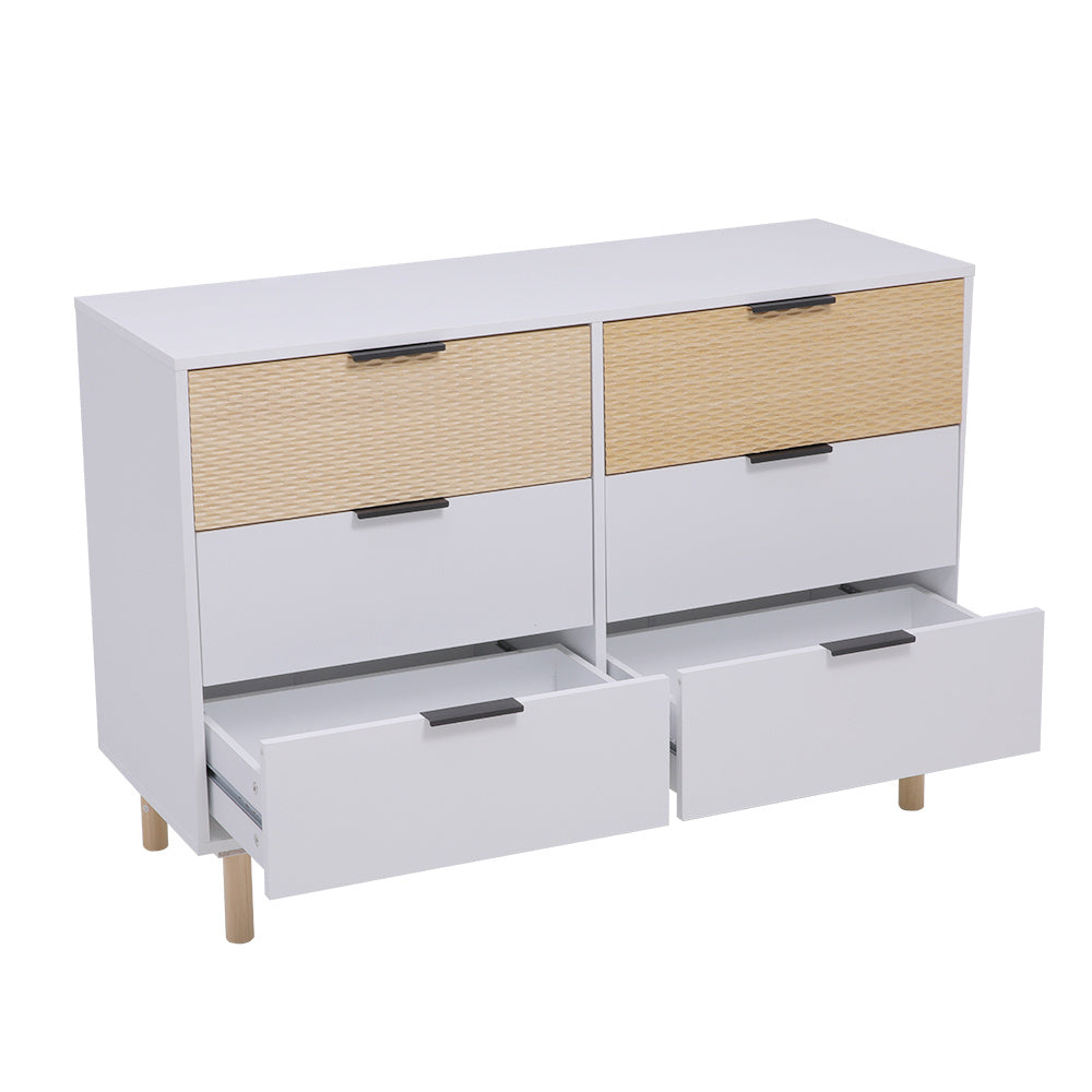 White Contemporary Wooden Storage Cabinet with 6 Drawers Bedroom Chest of Drawers