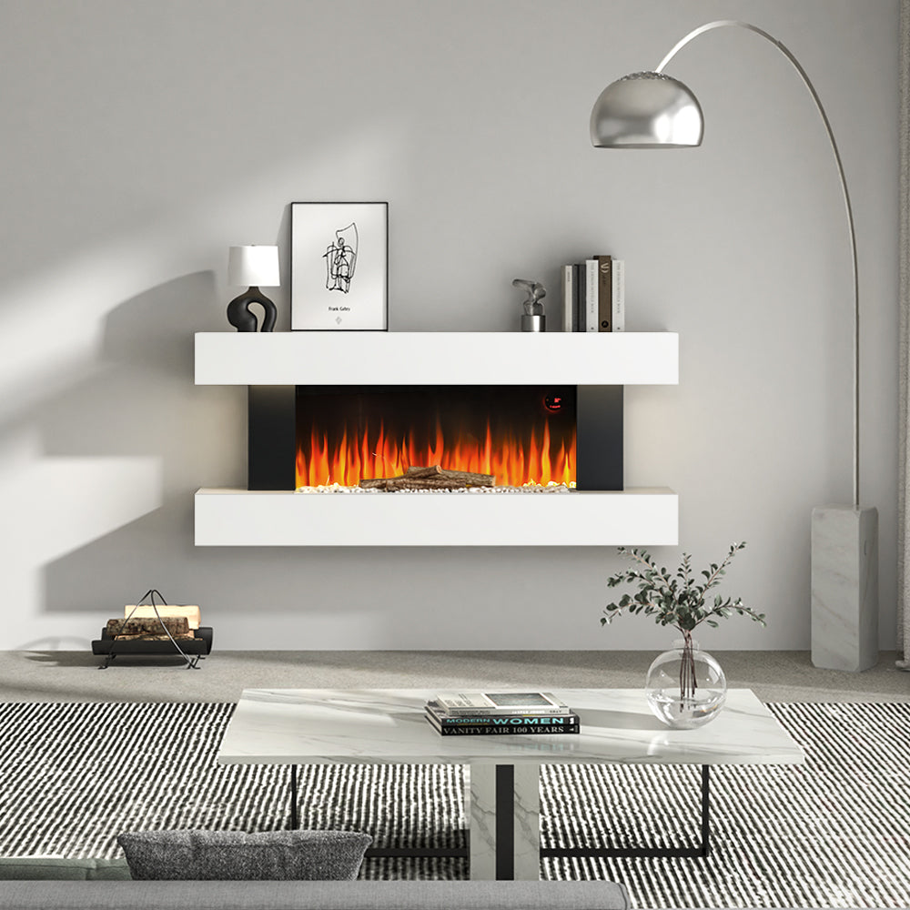 Electric Fireplace Wall Mounted Smart Heater with 7 Colour LED Flame