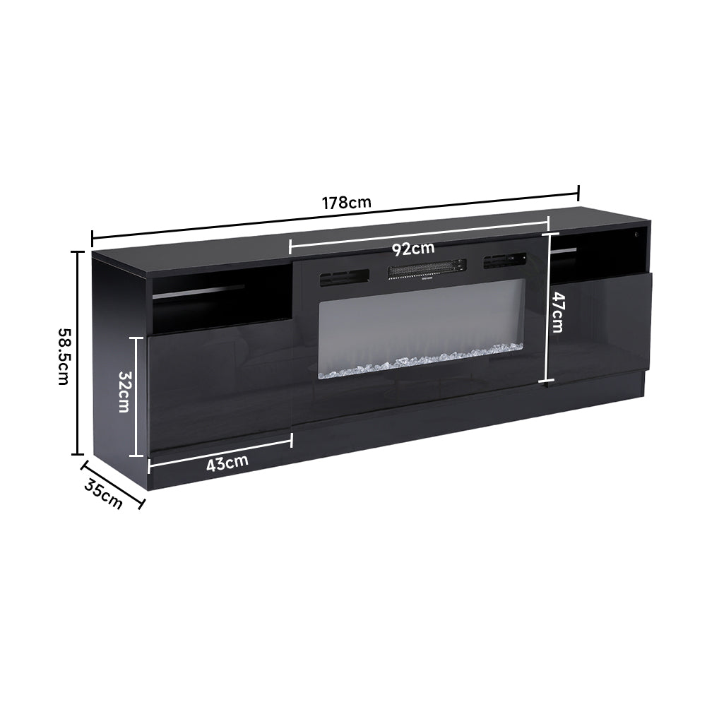 Modern Electric Fireplace TV Stand with LED Flame & Storage Electric Heater Unit