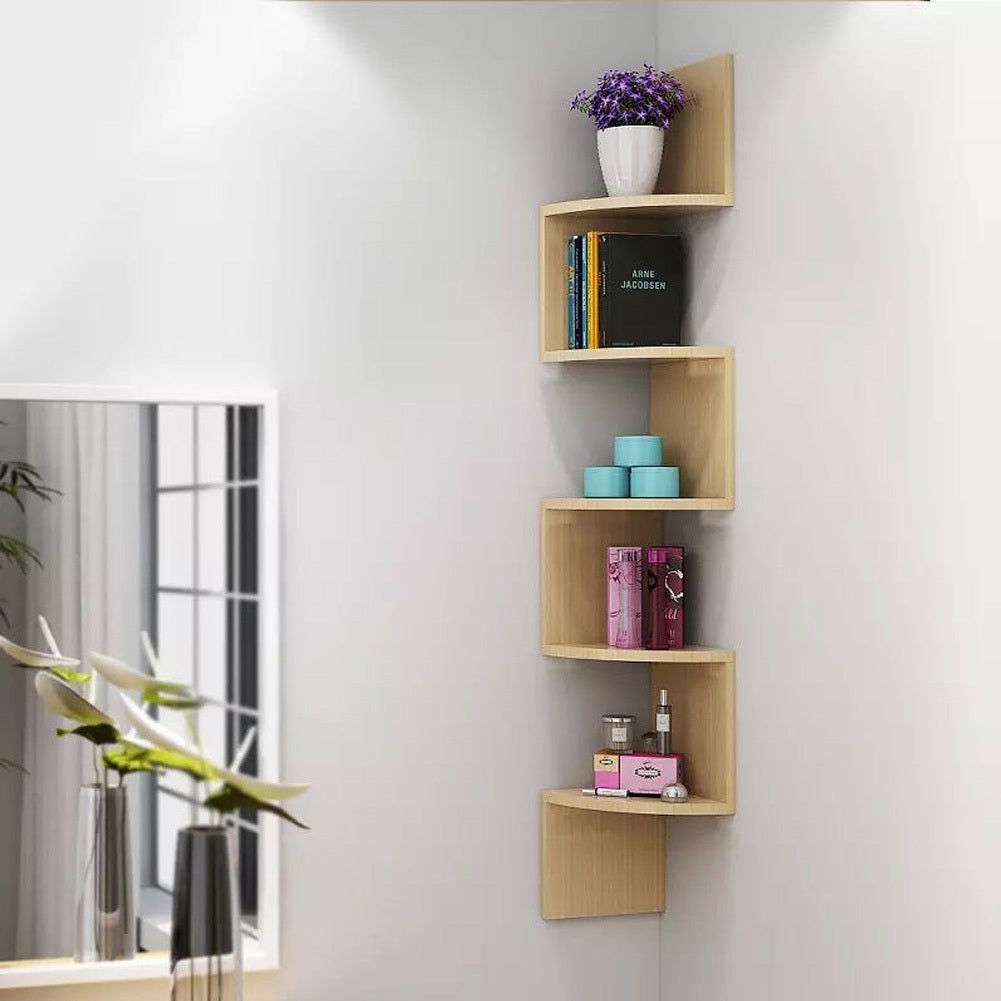 Wooden Corner Shelf Tiered Wall Mount Storage Rustic Display