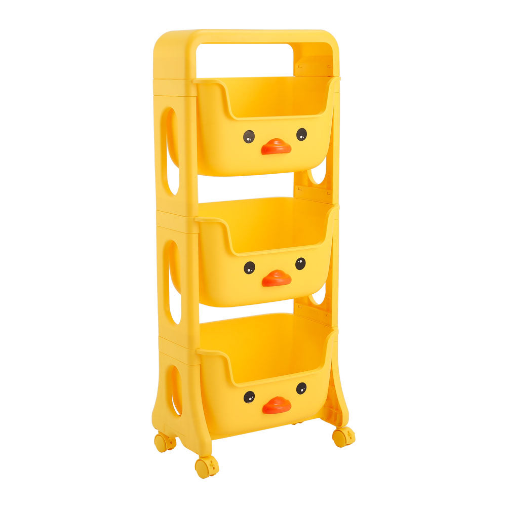 Yellow Duck Kids Toy Rack Storage Organizer with Wheels