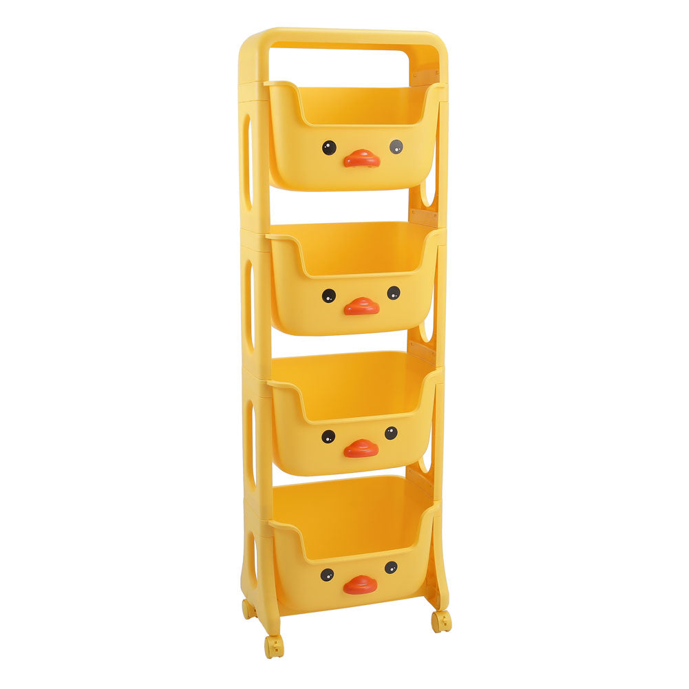 Yellow Duck Kids Toy Rack Storage Organizer with Wheels