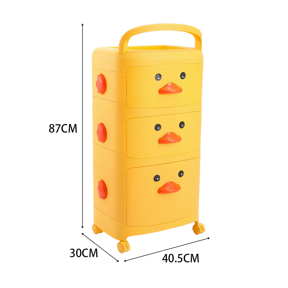 Yellow Duck Durable Plastic Organizer Storage Cart with Wheels