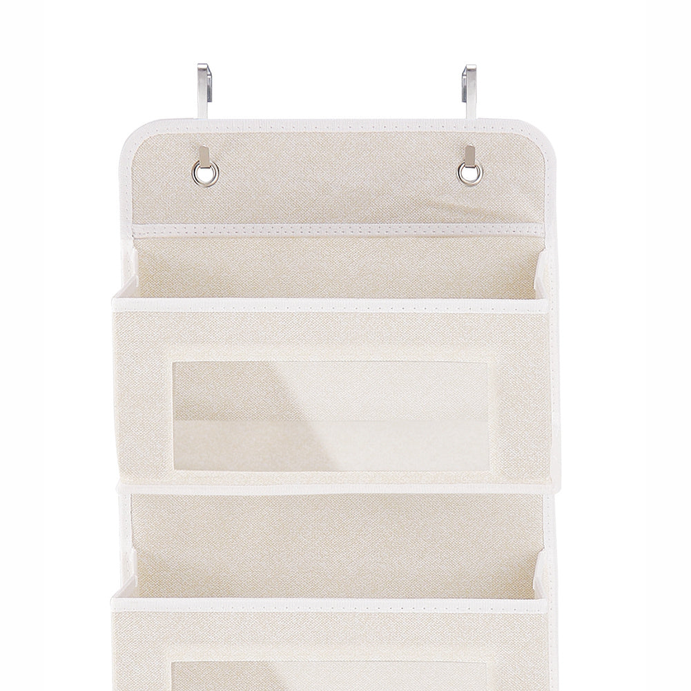 5 Pockets Foldable Non Woven Fabric Organizer Over the Door with Clear Window