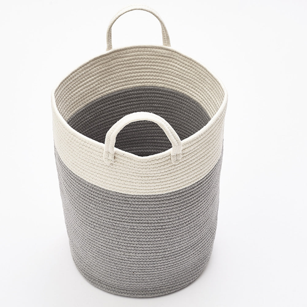Extra-Large Cotton Laundry Basket with Pom-Pom Handles and Foldable Design