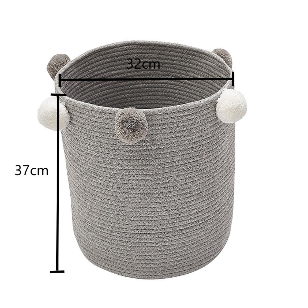 Woven Cotton Rope Storage Basket with Edge Hairball Decoration