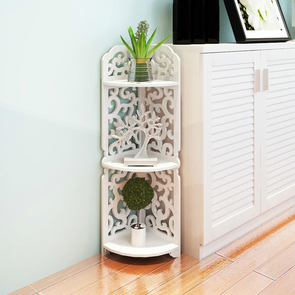 3-Tier Corner Storage Rack MDF Waterproof Shelf